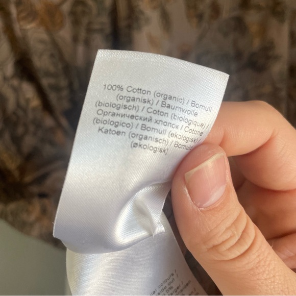 Ganni Printed Cotton Oversized Poplin Maxi Dress Fossil Brown Women's Size 34 - Picture 16 of 16